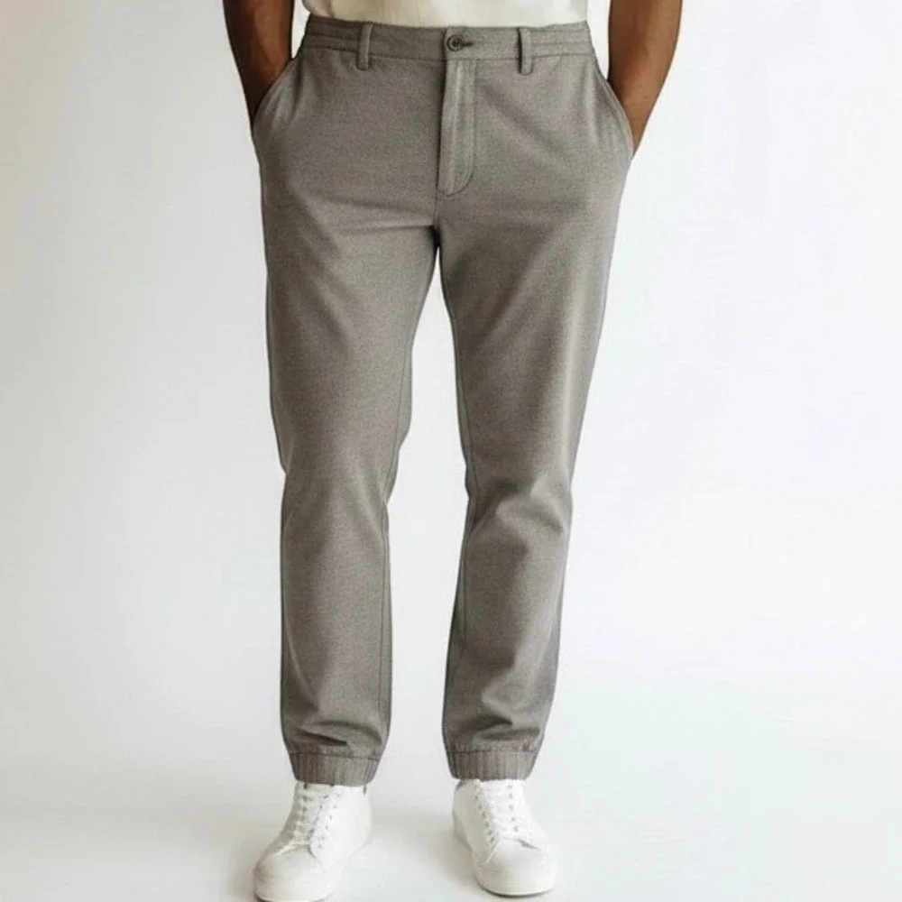 Banana Republic Athletic Pants Mens 34x32 Brown Linen Blend Elastic Waist Chinos